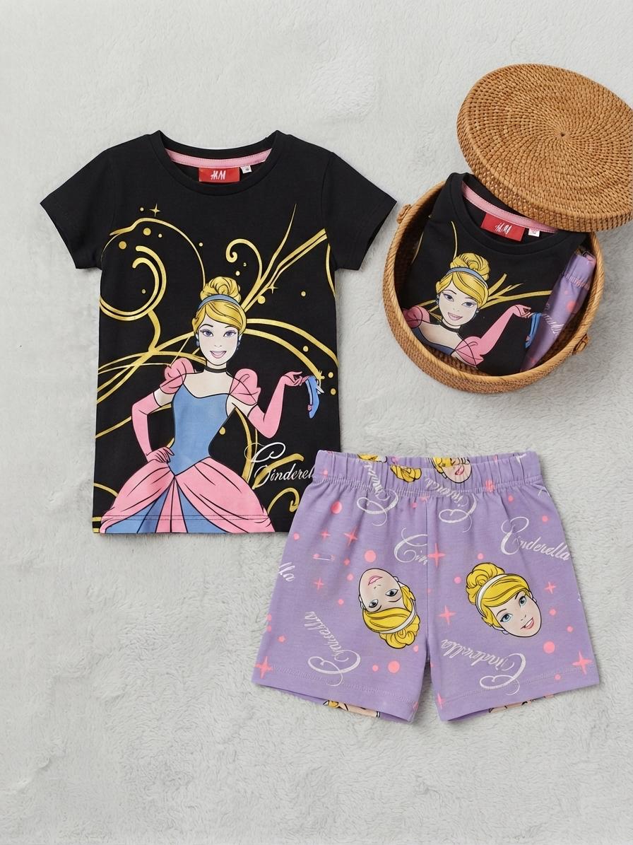 Girls' Disney Cinderella Black & Lavender Set