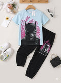 Light Blue & Black Superhero Kids' Pyjama Set