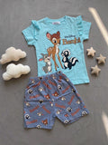 Girls' Disney Bambi Light Blue Flutter-Sleeve Pyjama Set