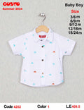 GUSTO Baby Boy White Short-Sleeve Shirt with Mini Graphics