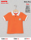 GUSTO Baby Boy Cotton Polo Shirt with Puppy Chest Motif