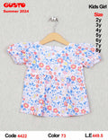 GUSTO Kids Girl Floral Puff-Sleeve Peplum Blouse