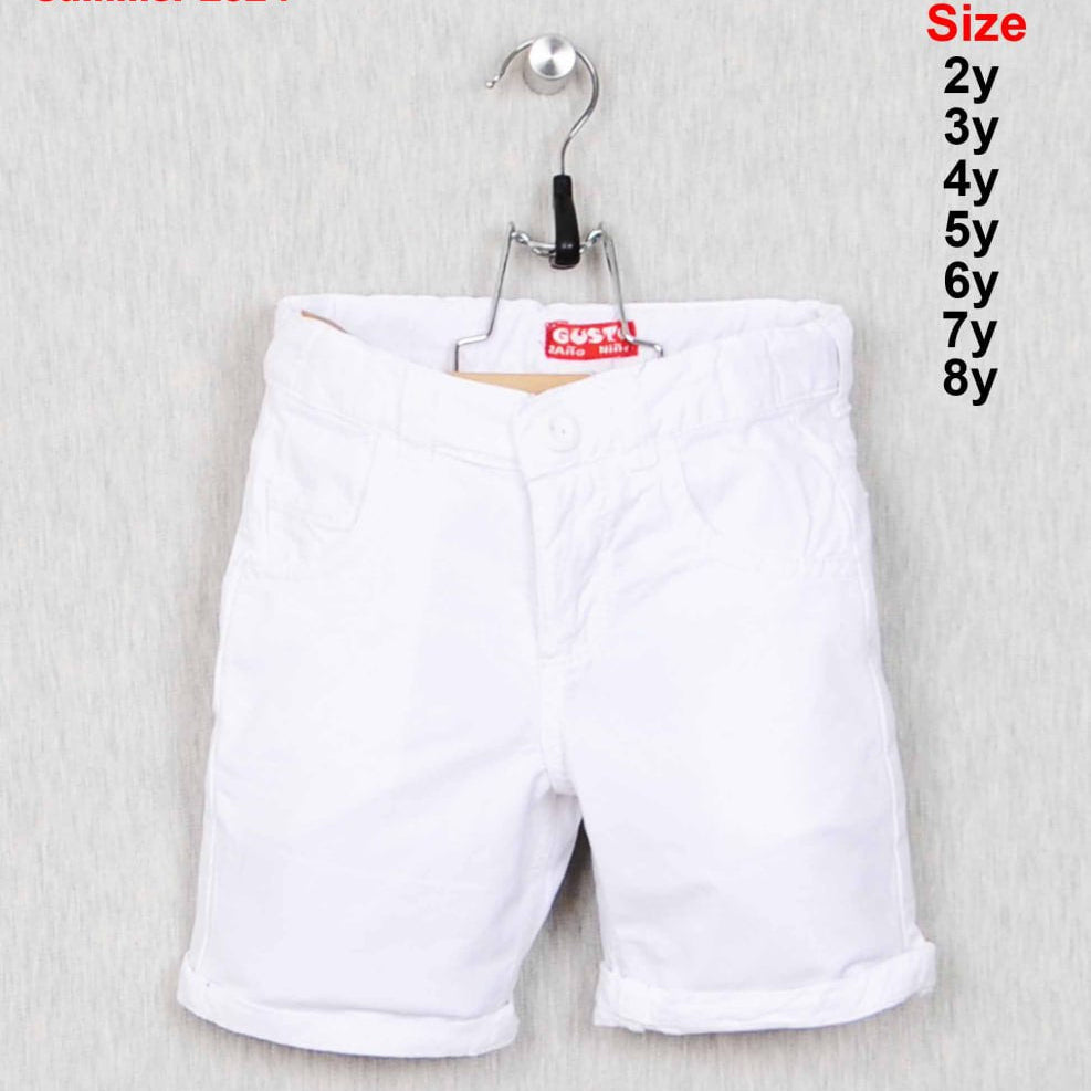 GUSTO Kids Boys White Twill Roll-Cuff Shorts