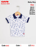 Baby Boy White Polo Shirt with Navy Horse