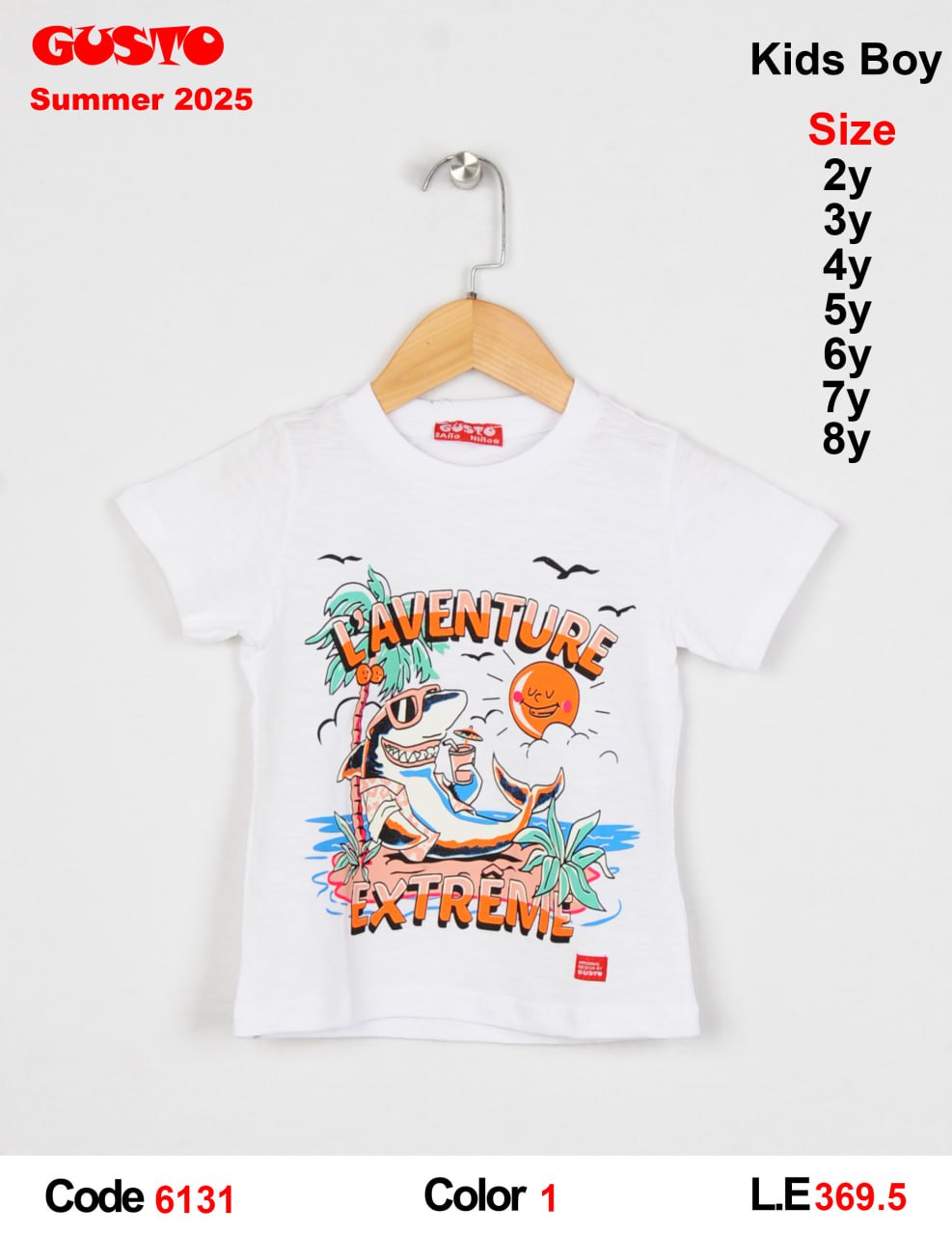 Kids Boys T-Shirt with Tropical Shark Graphic