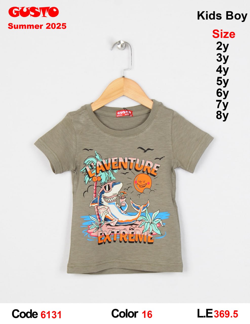 Kids Boys T-Shirt with Tropical Shark Graphic